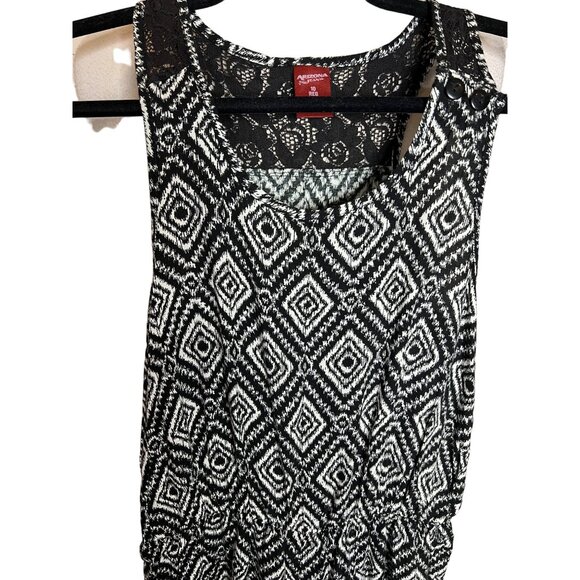 Arizona jeans jumpsuit size 10 black white geometric summer casual at leisure - Picture 2 of 10